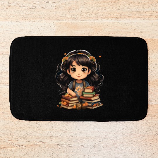Back to School Pre-K Kindergarten Student Chibi Bath Mats