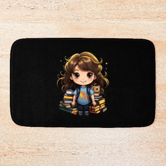 Back to School Pre-K Kindergarten Student Chibi Bath Mats