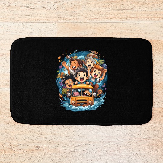 Back to School Pre-K Kindergarten School Bus Bath Mats