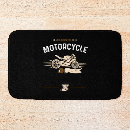 Old School Motorcycle - Motorcycle Bath Mats