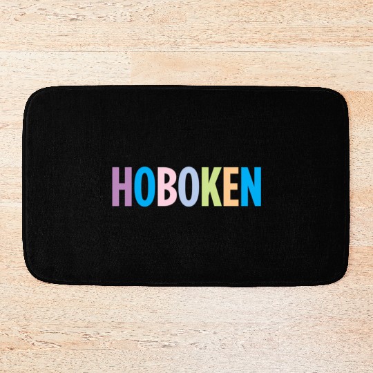 Hoboken New Jersey Colorful Type Bath Mats