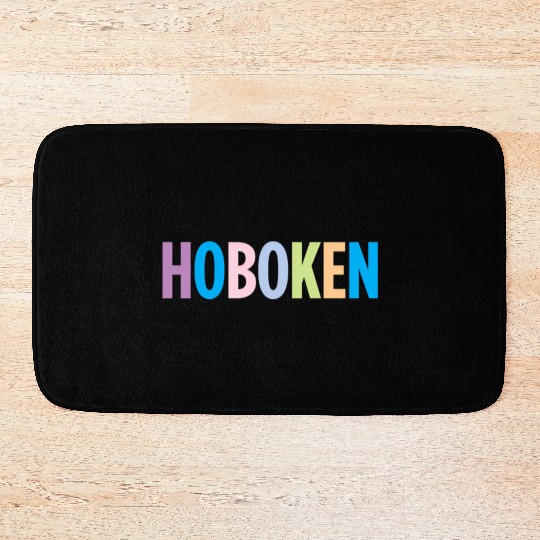 Hoboken New Jersey Colorful Type Bath Mats