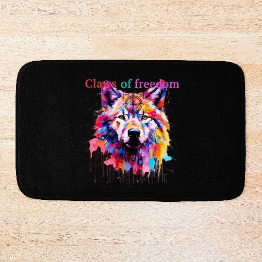 Lone Wolf in Multicolor Bath Mats