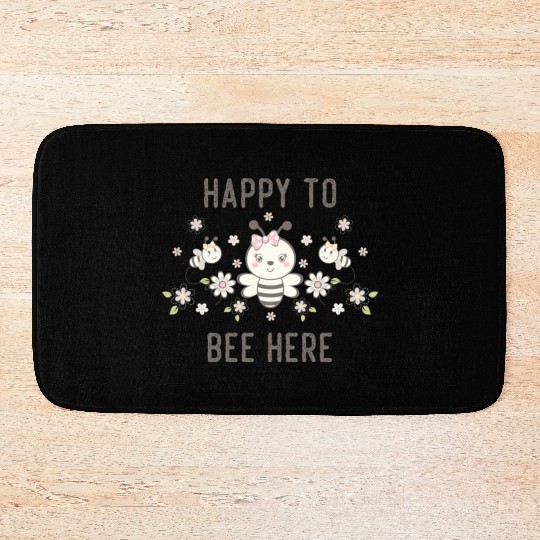 Happy To Bee Here Cute Funny Bee Design Newborn Bath Mats