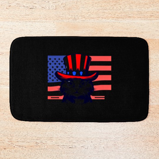 Cat Us Flag 4th Of July Bath Mats