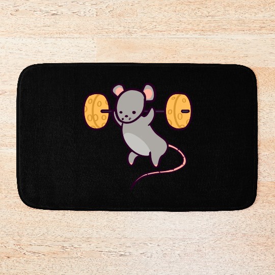 Cute Gym Rat Cheese Squat Bath Mats