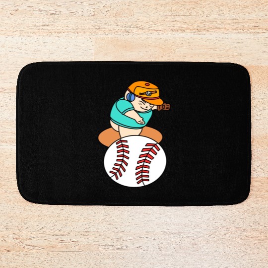 Cute Chibi Baseball Pitcher Bath Mats