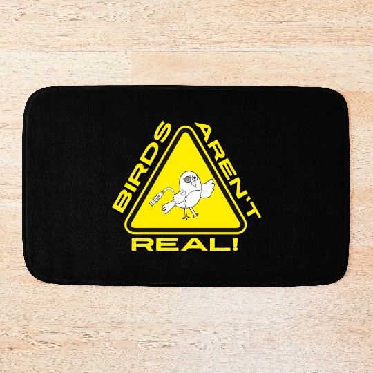 Birds Aren t Real Robot Alert Sign Bath Mats