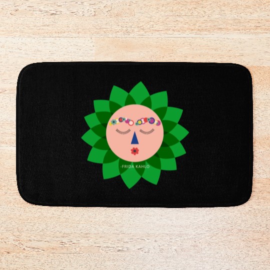Cute Colorful Frida Kahlo Portrait Mexican Sun Bath Mats