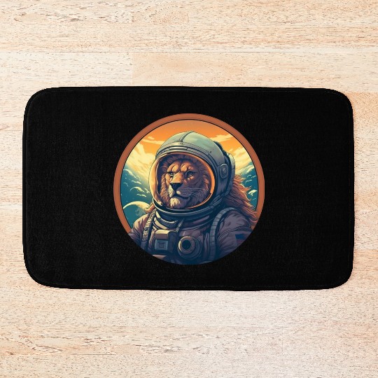 Astronaut Lion at Sunset, Creative Space Design Bath Mats