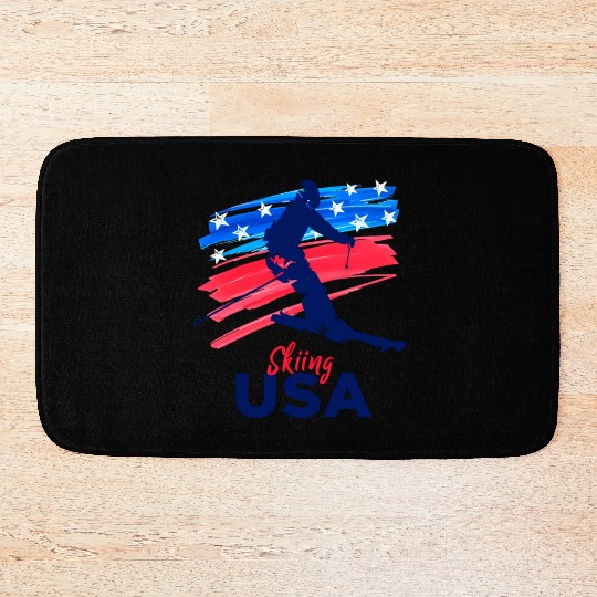 Skiing Usa Support The Team Usa Flag Ski Winter Bath Mats