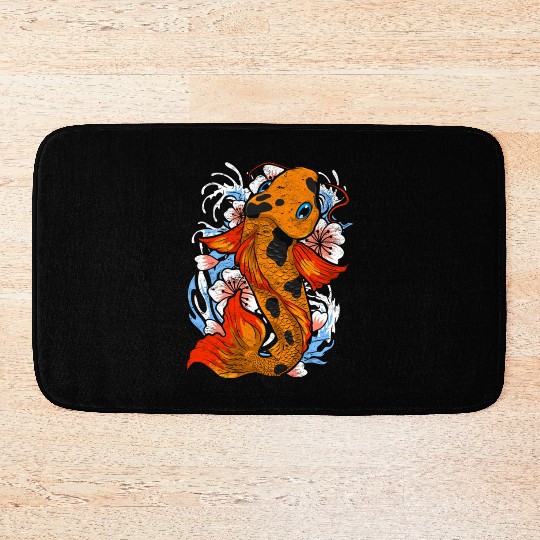 Koi fish farm gift colorful koi carp Bath Mats