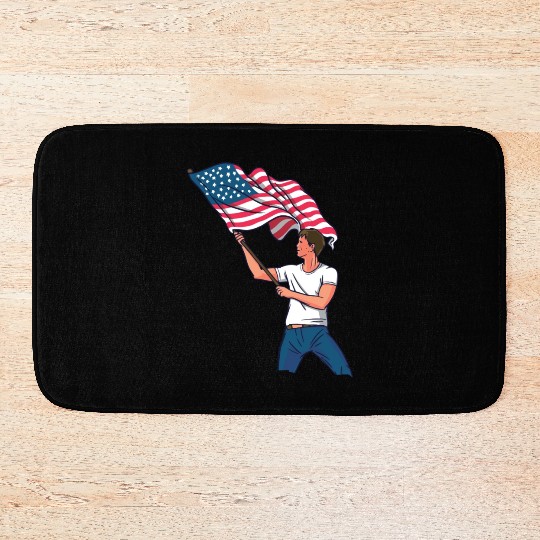Waving Usa Flag Bath Mats