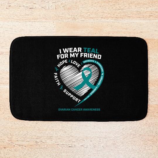 Teal Ribbon Ovarian Cancer Awareness Friend Bath Mats