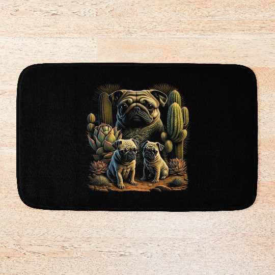Paws in the Sands: A Charming Pug Family in the De Bath Mats