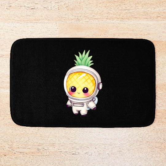 Kawaii astronauts pineapple Bath Mats