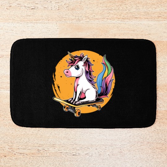 Unicorn Skater Skater Skateboard Skateboard Bath Mats