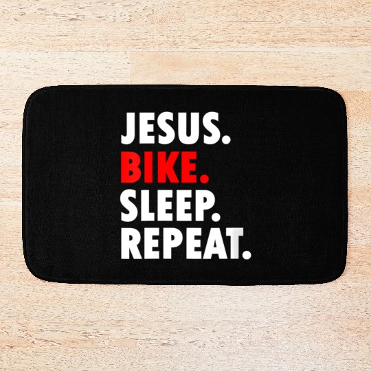 Jesus Bike Sleep Repeat - Novelty Hobby Bath Mats