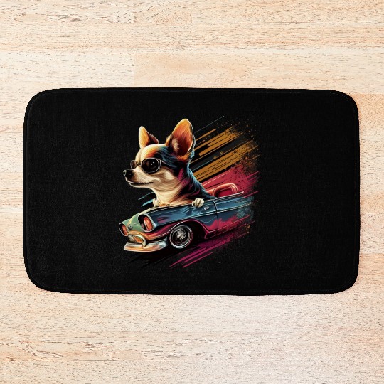 Chihuahua | Race Racing Car Funny Dog Mechanic Bath Mats
