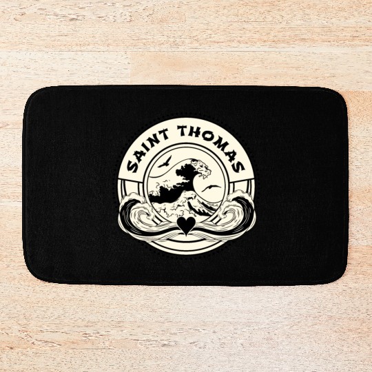 St Thomas Caribbean Sea Japanese Style Waves Bath Mats