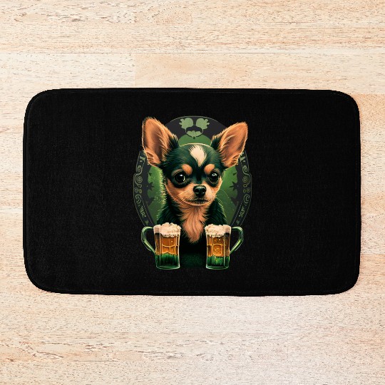 Chihuahua | St. Saint Patricks Day Beer Shamrock Bath Mats