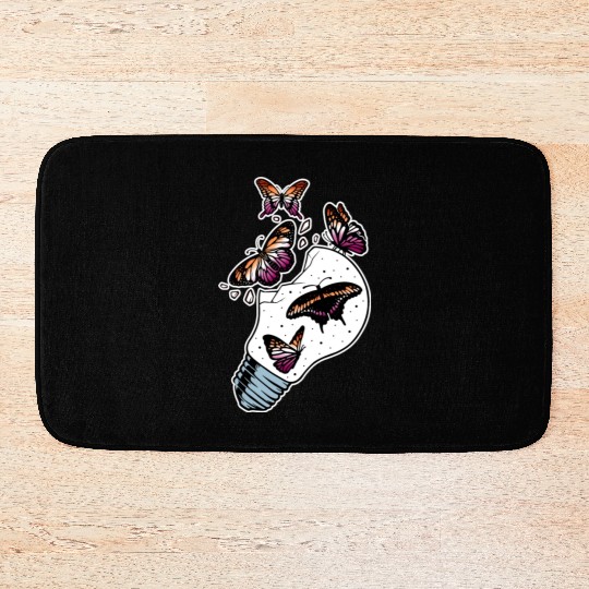 LGBTQ Butterflies in Lesbian Flag Colors Bath Mats