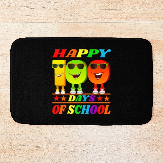 100 days of school green triceratops Bath Mats