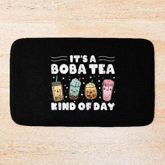 It´s A Boba Tea Kind Of Day Kawaii Bubble Tea Bath Mats