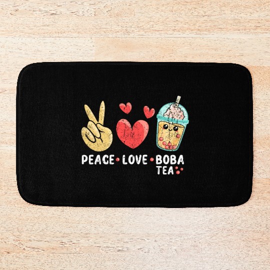 Peace Love Boba Tea Bath Mats