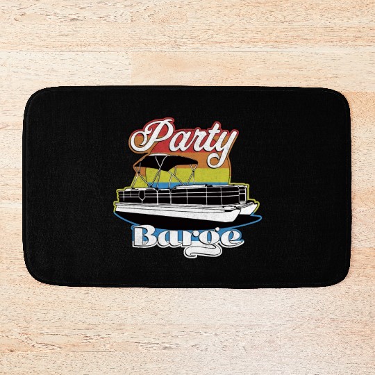 Pontoon Boat Retro Party Barge Lake Life Bath Mats
