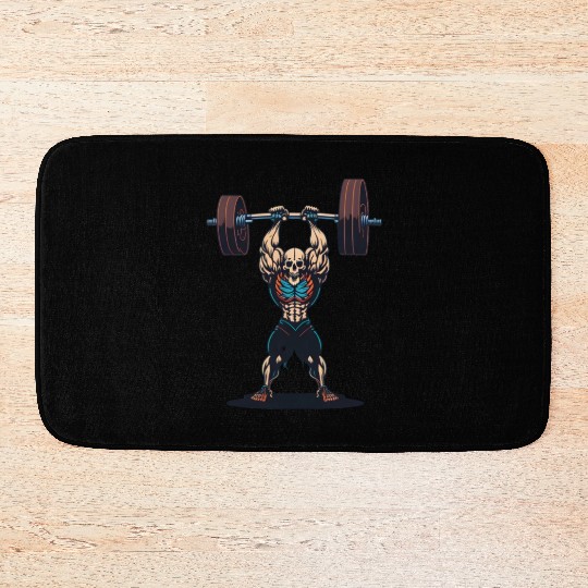 Skeleton Powerlifting at the Gym Bath Mats