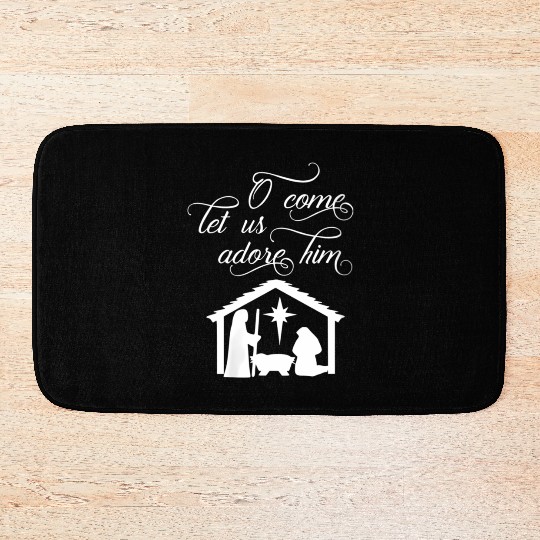Christian Adore Him Jesus Birth Nativity Bath Mats