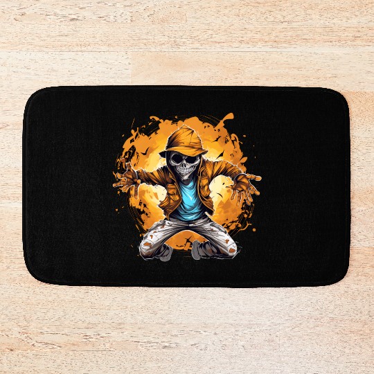 Halloween Skeleton Dabbing Hip Hop Bath Mats