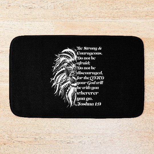Christian Lion Joshua 19 Be Strong, Courageous Bib Bath Mats