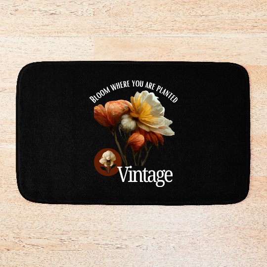 Brown Floral Life Quotes Vintage Bath Mats