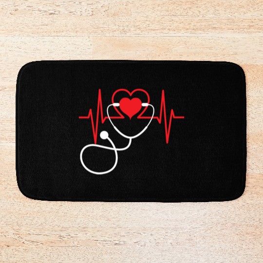 Funny Heart Beats Nurse Nursing Doctor Medical Bath Mats