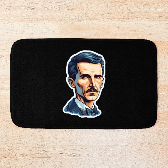 Nikola Tesla Physics Geek Nerd Bath Mats
