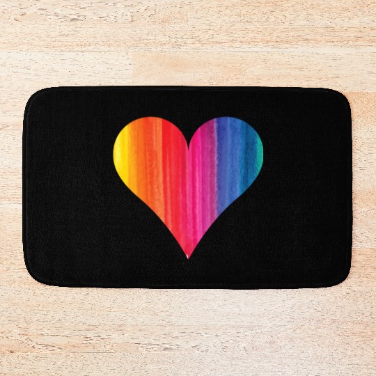 Rainbow Heart Lgbtq Gay Gay Bath Mats
