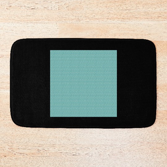 Teal White Minimal Pattern Bath Mats