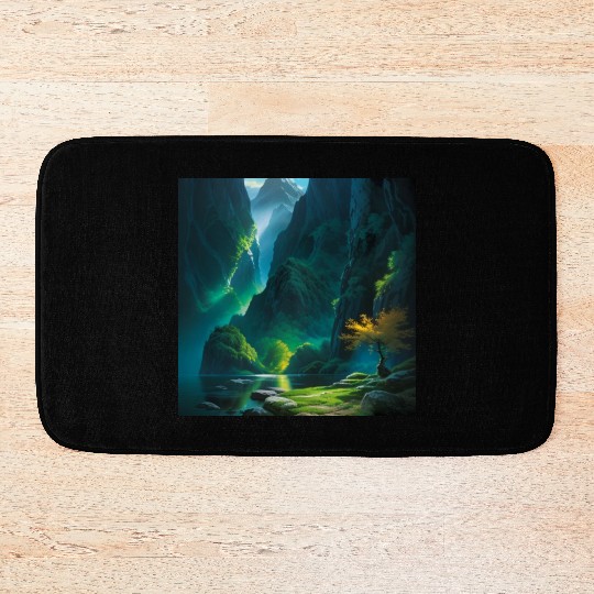 River Oasis at the bottom of Green Tropics Bath Mats