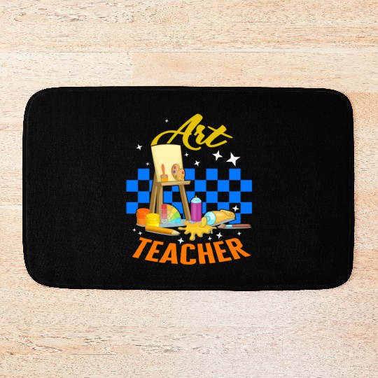 Art Bath Mats, Art Teacher Painting Palette Brush Bath Mats