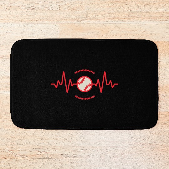 Baseball Lover Heart Beat Baseball Bath Mats