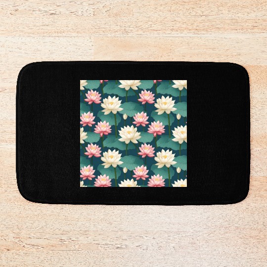 Serenity Blooms: Timeless Lotus Pattern Bath Mats