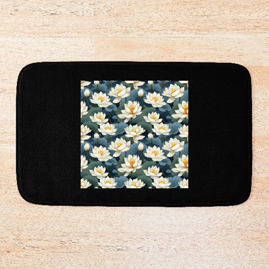 Serenity Blooms: Timeless Lotus Pattern Bath Mats