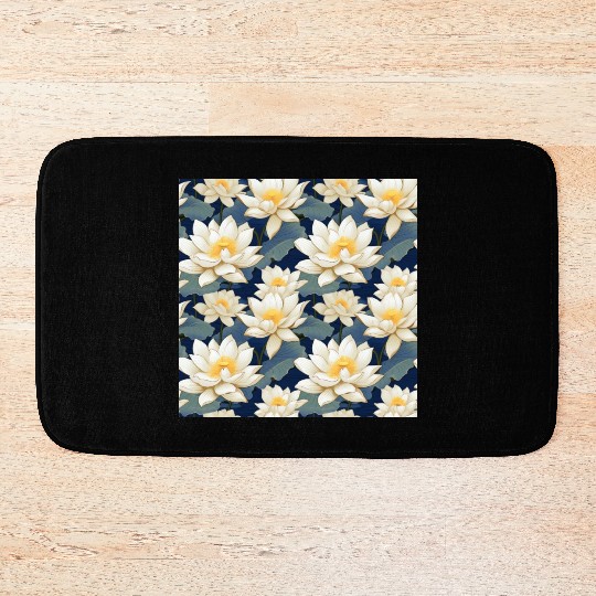 Serenity Blooms: Timeless Lotus Pattern Bath Mats