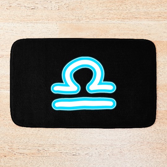 Libra Zodiac Sign Neon Blue Bath Mats