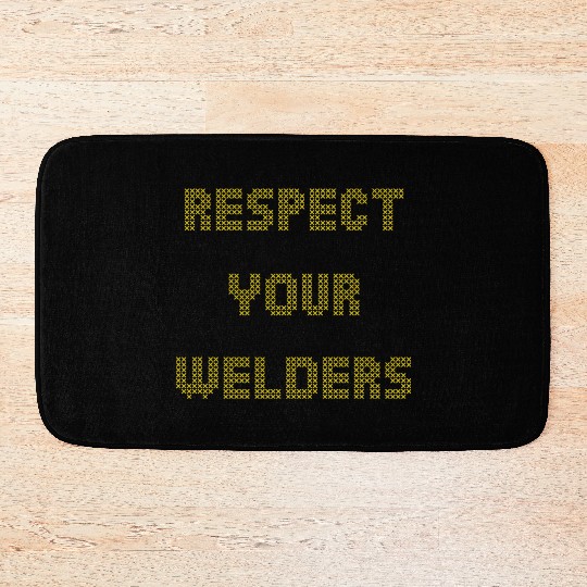 Respect Your Welders Yellow Cross Stitch Bath Mats