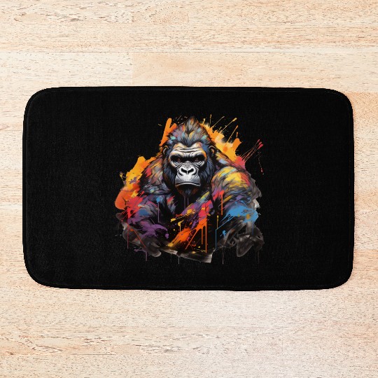 Stoic Gorilla. Quiet Power, Graffiti Style. Bath Mats
