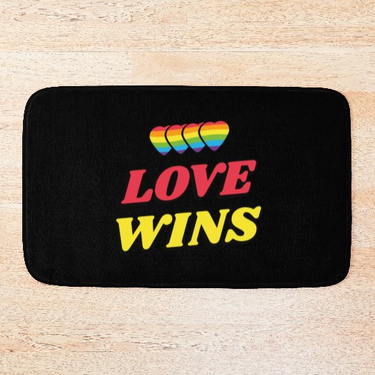 Love Wins Lgbtq Pride Gay Lesbian Straight Ally Bath Mats