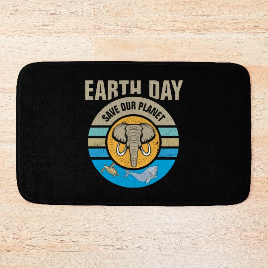 Earth Day Save Our Planet Conservation Design Bath Mats